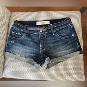 Dark denim Abercrombie shorts in size 25. Never worn.